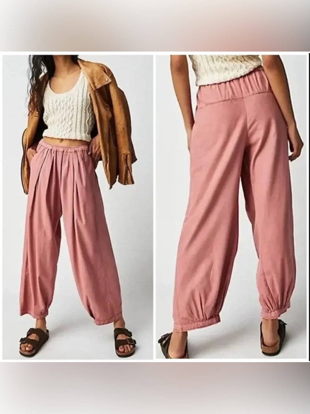 Free People to the Sky Parachute Pants Women Size Small Pink Corduroy